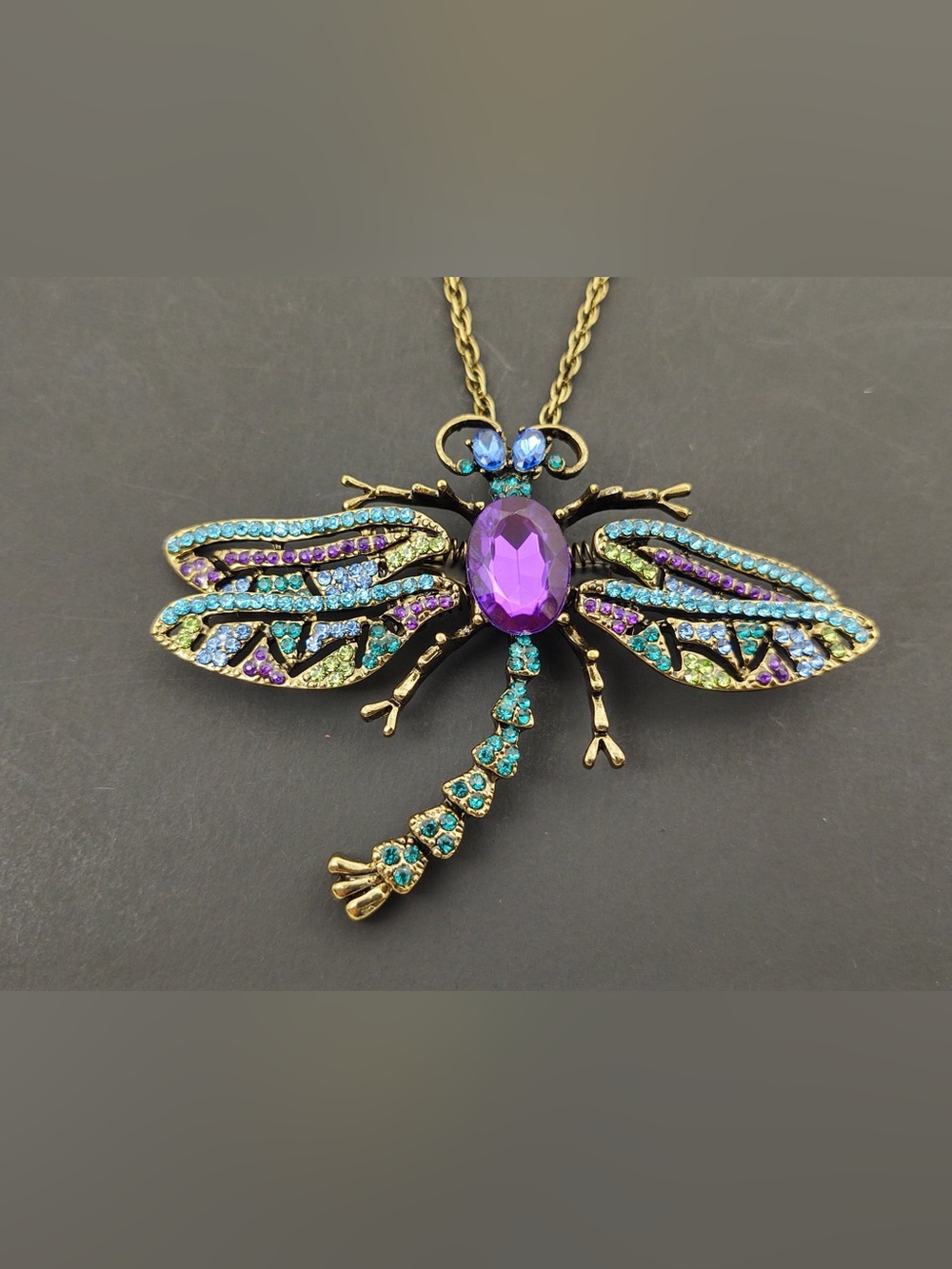 Swarovski Crystal Dragonfly Necklace by Designer Heidi Daus